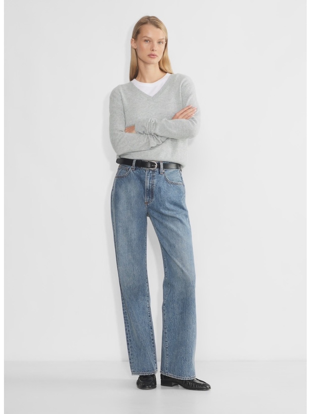 Denim Forum The Farrah Hi-Rise Wide Leg Jeans Light Wash Size 26 Aritzia